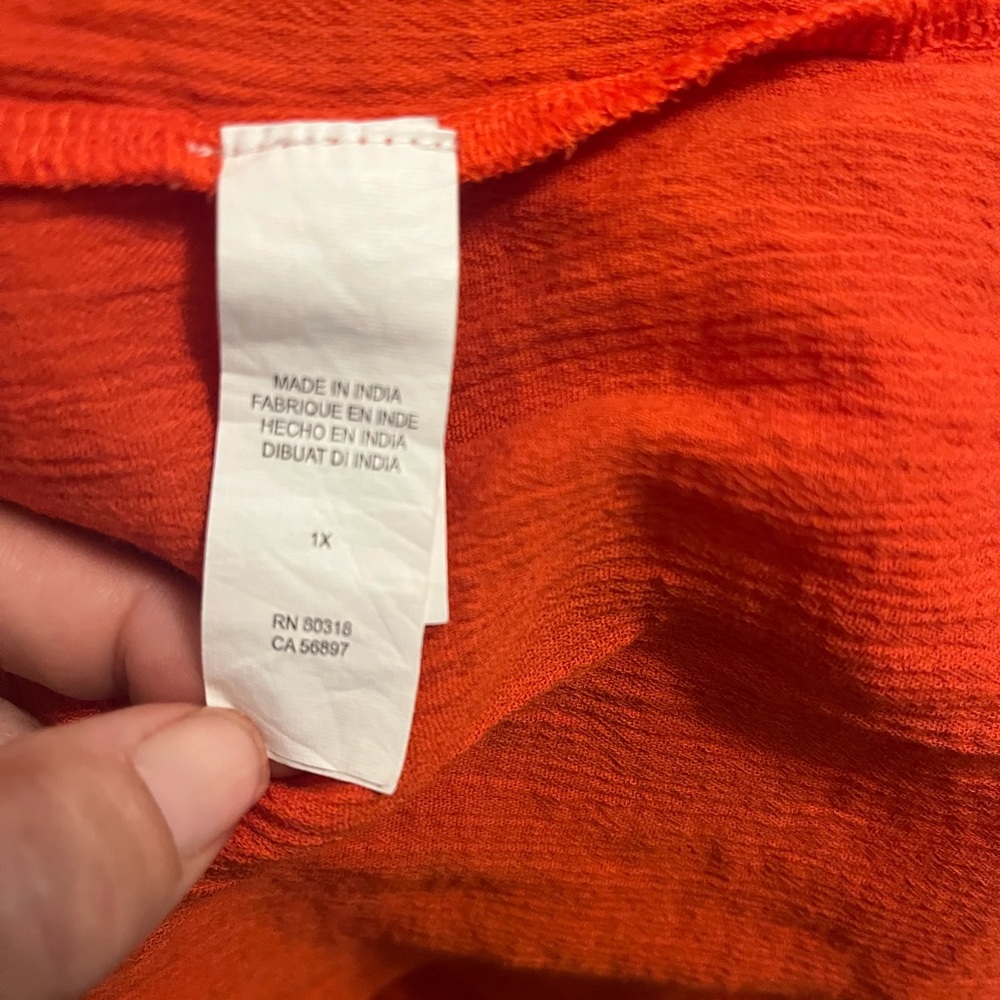 Lucky Brand red boho style Women’s 1X cotton top - Picture 2 of 7